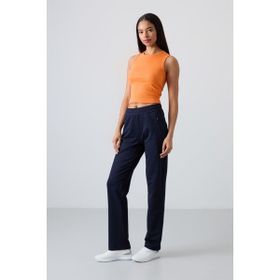 Tommy Life 94148 Gizli Fermuar Cepli Rahat Form Klasik Paça İndigo Kadın Eşofman Altı