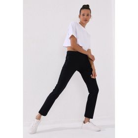 Tommy Life 94148 Lacivert Gizli Fermuar Cepli Rahat Form Klasik Paça Kadın Eşofman Altı