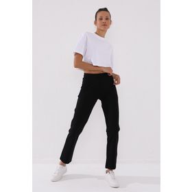 Tommy Life 94148 Siyah Gizli Fermuar Cepli Rahat Form Klasik Paça Kadın Eşofman Altı