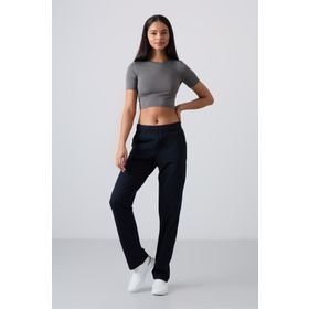 Tommy Life 94185 İndigo Yüksek Bel Cepli Rahat Form Klasik Paça Kadın Eşofman Altı