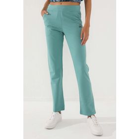 Tommy Life 94185 Mint Yeşili Yüksek Bel Cepli Rahat Form Klasik Paça Kadın Eşofman Altı