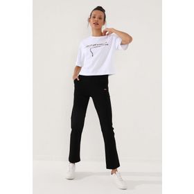 Tommy Life 94185 Siyah Düz Paça Kadın Eşofman Altı