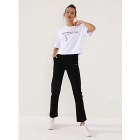 Tommy Life 94185 Yüksek Bel Cepli Rahat Form Klasik Paça Siyah Kadın Eşofman Altı