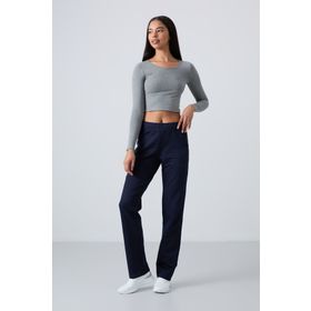Tommy Life 94195 Fermuar Cepli Rahat Form Klasik Paça İndigo Kadın Eşofman Altı