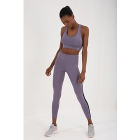 Tommy Life 94542_1 Yüksek Bel Toparlayıcılı Şerit Detaylı Slim Fit Dar Paça Eflatun Kadın Tayt