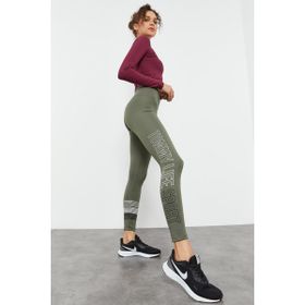 Tommy Life 94544 Eflatun Yüksek Bel Yazı Baskılı Slim Fit Dar Paça Kadın Tayt