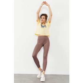Tommy Life 94545 Gül Kurusu Yüksek Bel Streç Slim Fit Dar Paça Kadın Tayt