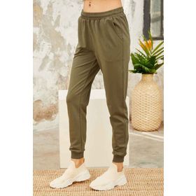 Tommy Life 94561 Haki Yüksek Bel Jogger Rahat Form Manşetli Kadın Eşofman Altı