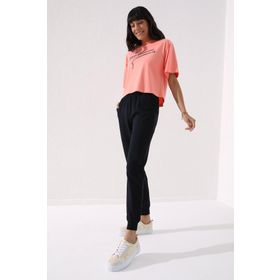 Tommy Life 94561 Lacivert Yüksek Bel Jogger Rahat Form Manşetli Kadın Eşofman Altı