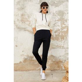 Tommy Life 94561 Lacivert Yüksek Bel Jogger Rahat Form Manşetli Kadın Eşofman Altı