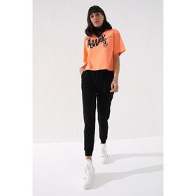 Tommy Life 94561 Siyah Yüksek Bel Jogger Rahat Form Manşetli Kadın Eşofman Altı