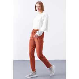 Tommy Life 94561 Tarçın Yüksek Bel Jogger Rahat Form Manşetli Kadın Eşofman Altı