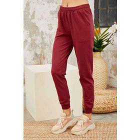 Tommy Life 94561 Yüksek Bel Jogger Rahat Form Manşetli Bordo Kadın Eşofman Alt
