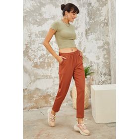 Tommy Life 94566 Yüksek Bel Jogger Rahat Form Dar Paça Tarçın Kadın Eşofman Altı