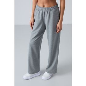 Tommy Life 94567 Gri Melanj Yüksek Bel Cepli Rahat Form Geniş Paça Kadın Eşofman Altı