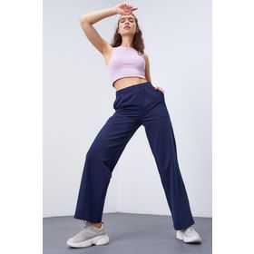 Tommy Life 94567 İndigo Yüksek Bel Cepli Rahat Form Geniş Paça Kadın Eşofman Altı