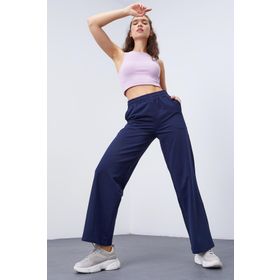 Tommy Life 94567 İndigo Yüksek Bel Cepli Rahat Form Geniş Paça Kadın Eşofman Altı