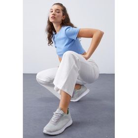 Tommy Life 94567 Yüksek Bel Cepli Rahat Form Geniş Paça Ekru Kadın Eşofman Alt