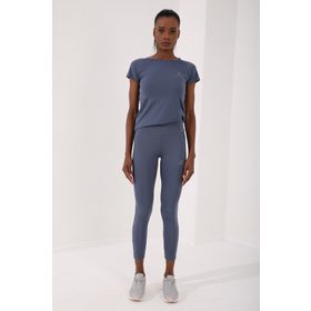 Tommy Life 94568 Petrol Yüksek Bel Toparlayıcılı Slim Fit Dar Paça Kadın Tayt