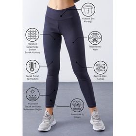 Tommy Life 94577 Antrasit Kadın Yüksek Bel Termal Slim Fit Dar Paça Tayt