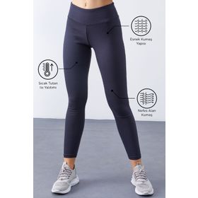 Tommy Life 94577 Antrasit Kadın Yüksek Bel Termal Slim Fit Dar Paça Tayt