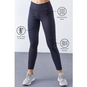 Tommy Life 94577 Antrasit Kadın Yüksek Bel Termal Slim Fit Dar Paça Tayt