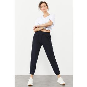 Tommy Life 94583 Cepli Yüksek Bel Rahat Form Lastik Paça Lacivert Kadın Eşofman Altı