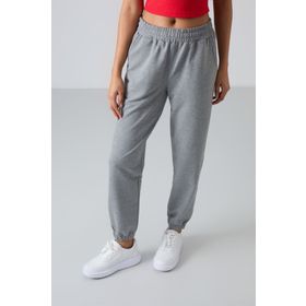 Tommy Life 94583 Gri Melanj Cepli Yüksek Bel Rahat Form Lastik Paça Kadın Eşofman Altı