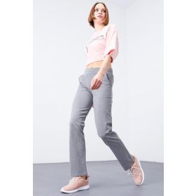 Tommy Life 94584 Gri Melanj Kadın Yüksek Bel Cepli Standart Kalıp Klasik Paça Eşofman Alt