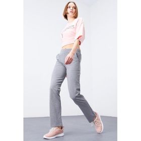 Tommy Life 94584 Gri Melanj Kadın Yüksek Bel Cepli Standart Kalıp Klasik Paça Eşofman Alt