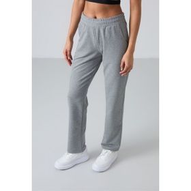 Tommy Life 94584 Gri Melanj Kadın Yüksek Bel Cepli Standart Kalıp Klasik Paça Eşofman Alt