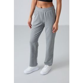 Tommy Life 94584 Gri Melanj Kadın Yüksek Bel Cepli Standart Kalıp Klasik Paça Eşofman Alt