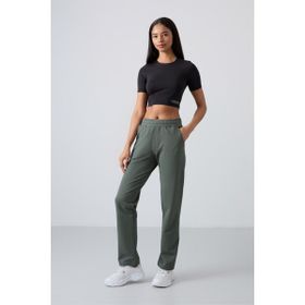 Tommy Life 94584 Yüksek Bel Cepli Rahat Form Klasik Paça Haki Kadın Eşofman Alt