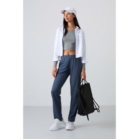 Tommy Life 94584 Yüksek Bel Cepli Rahat Form Klasik Paça Petrol Kadın Eşofman Altı