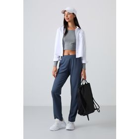 Tommy Life 94584 Yüksek Bel Cepli Rahat Form Klasik Paça Petrol Kadın Eşofman Altı