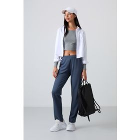 Tommy Life 94584 Yüksek Bel Cepli Rahat Form Klasik Paça Petrol Kadın Eşofman Altı