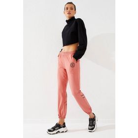 Tommy Life 94585 Pudra Çizgi Baskılı Rahat Form Lastik Paça Kadın Eşofman Altı