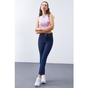 Tommy Life 94612 Koyu Mavi Yüksek Bel Dar Kalıp Kadın Pantolon