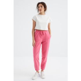 Tommy Life 94622 Şeker Pembe Cepli Bağcıklı Jogger Rahat Form Polar Kadın Eşofman Altı