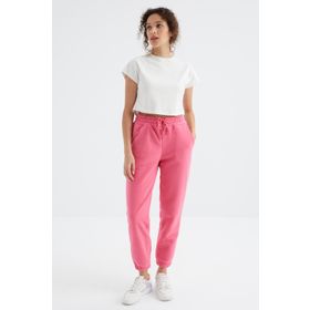Tommy Life 94622 Şeker Pembe Cepli Bağcıklı Jogger Rahat Form Polar Kadın Eşofman Altı