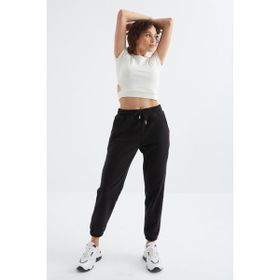 Tommy Life 94622 Siyah Cepli Bağcıklı Jogger Rahat Form Polar Kadın Eşofman Altı