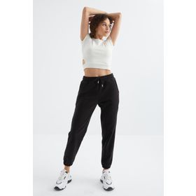 Tommy Life 94622 Siyah Cepli Bağcıklı Jogger Rahat Form Polar Kadın Eşofman Altı