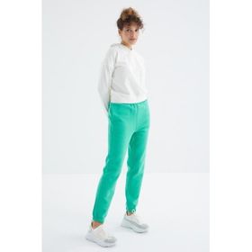Tommy Life 94624 Deniz Yeşili Yüksek Bel Rahat Form Basic Jogger Kadın Eşofman Alt