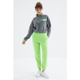 Tommy Life 94624 Fıstık Yeşil Yüksek Bel Rahat Form Basic Jogger Kadın Eşofman Alt