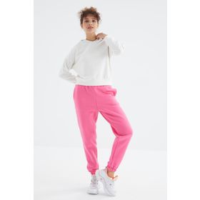 Tommy Life 94624 Şeker Pembe Yüksek Bel Rahat Form Basic Jogger Kadın Eşofman Altı