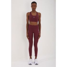 Tommy Life 95282 Bordo-bordo Kadın Yüksek Bel Toparlayıcılı Çapraz Sırt Detaylı Tayt Takım