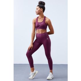 Tommy Life 95282 Bordo-bordo Kadın Yüksek Bel Toparlayıcılı Çapraz Sırt Detaylı Tayt Takım