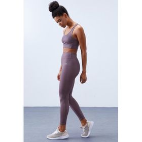 Tommy Life 95282 Gül Kurusu Yüksek Bel Toparlayıcı Çapraz Sırt Detaylı Slim Fit Kadın Tayt Takım