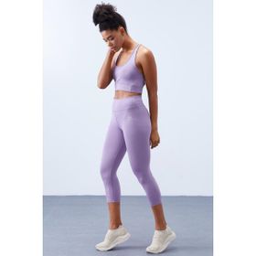 Tommy Life 95283 Eflatun Yüksek Bel Toparlayıcı Çapraz Sırt Detaylı Slim Fit Kadın Tayt Takımı
