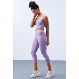 Tommy Life 95283 Eflatun Yüksek Bel Toparlayıcı Çapraz Sırt Detaylı Slim Fit Kadın Tayt Takımı